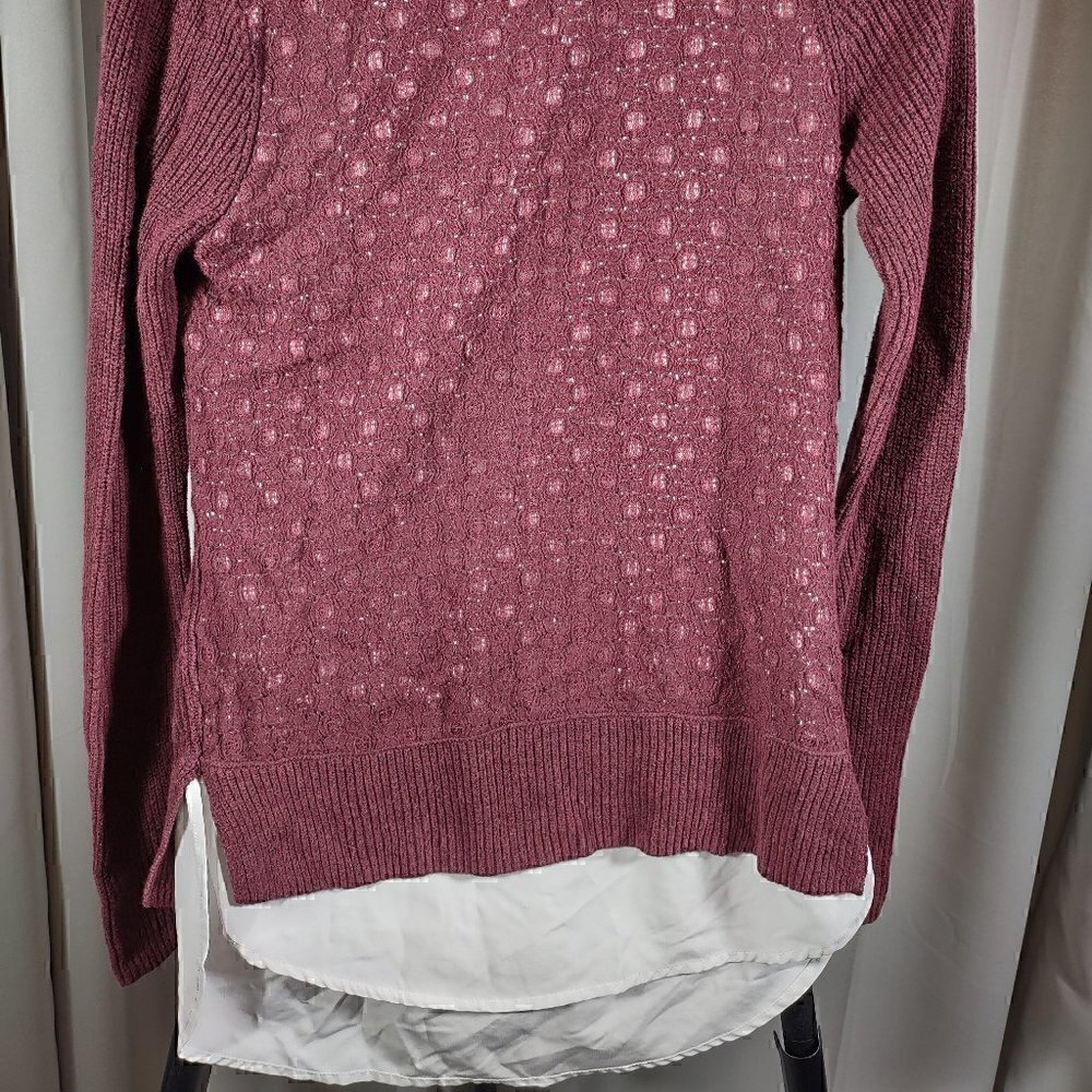 VERA WANG (SIMPLY VERA), BURGUNDY LACE SWEATER, SIZE S - Picture 5 of 12